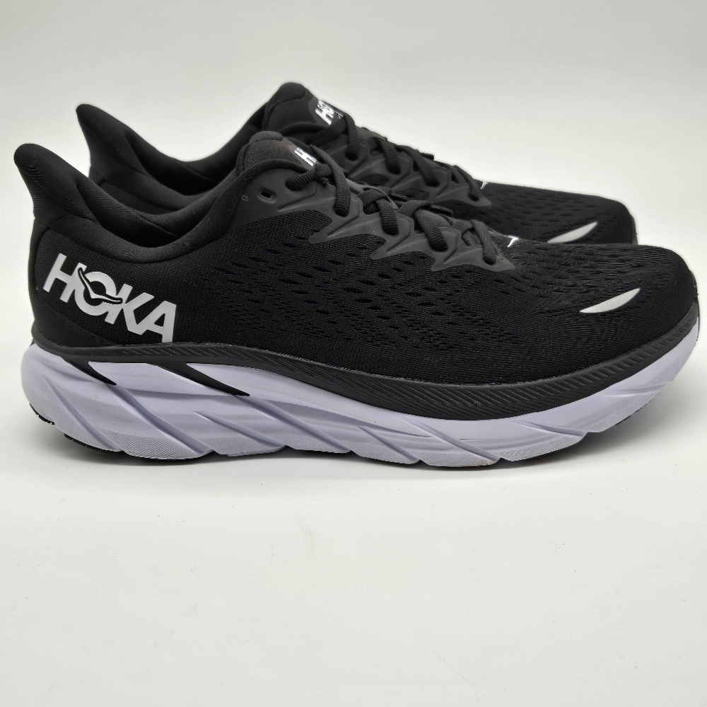 Hoka One One Mens Clifton 8 1121374 BWHT Black Running Mens Size 11  EE 2E